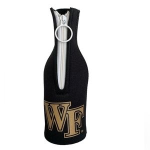 Wake Forest University Bottle Koozie Demon Deacons Black Gold Zipper Collegiate